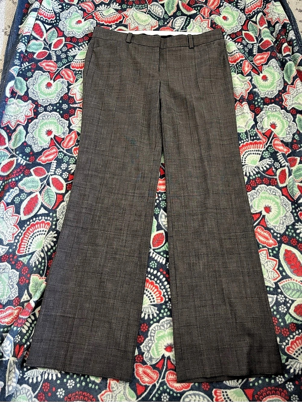 Ann Taylor Checkered Trousers in Gray Size 10